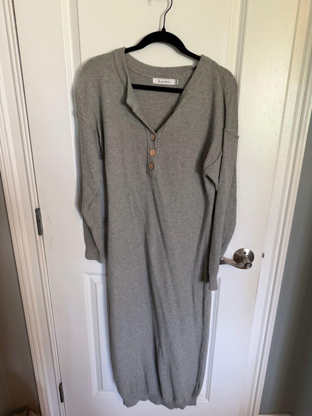 Anrabess Light Gray Knit Sweater - Crew Neck